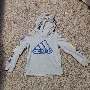 Adidas Kids Gray Hoodie with Blue Logo